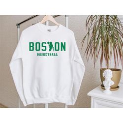 boston basketball team vintage white sweatshirt, boston baskeball retro sweatshirt, boston city sports shirt, gifts for