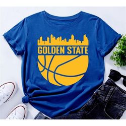 vintage golden state basketball city skyline royal tshirt, golden state basketball team san francisco retro shirt, ameri