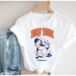 new york baseball cute mascot running vintage white shirt, new york baseball team retro shirt, nyc sports shirt, for her