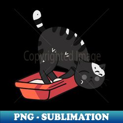 cute black cat sitting on its litter box - sublimation-ready png file - perfect for creative projects