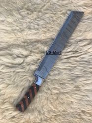 custom hand forged damascus steel 16" hunting machate with sheath