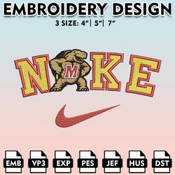 maryland terrapins, machine embroidery files, nike maryland terrapins embroidery designs, ncaa embroidery files