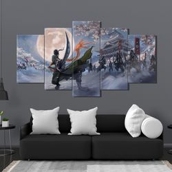 samurai figure, japanese warrior modern home decoration, anime wall art, framed art, high quality print, ready to hang