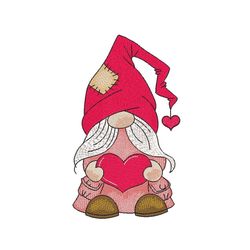 valentine gnome embroidery design, 4 sizes, instant download