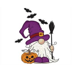 halloween gnome embroidery design, 4 sizes, instant download