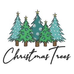 christmas trees embroidery design, leopard christmas trees embroidery file, xmas tree embroidery, 4 sizes, instant downl