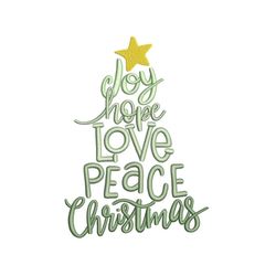 christmas tree embroidery design, joy peace love embroidery design, christmas embroidery, holiday embroidery, 4 sizes, i