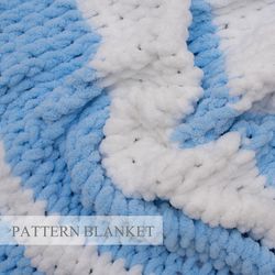 finger knit blanket pattern, beginner patterns, alize puffy pattern, loop yarn blanket, wave blanket pattern