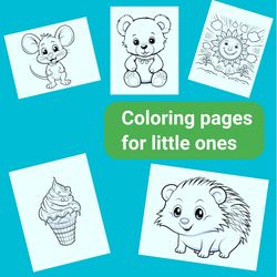 coloring book for little children. kids coloring pages printable digital page instant download