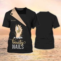 stylish customized beauty nails 3d nail salon shirt: perfect uniform for nail technicians