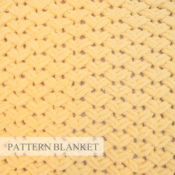 alize puffy blanket, finger knit blanket pattern, loop yarn blanket pattern, checkmarks blanket pattern