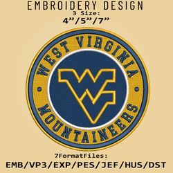 ncaa logo west virginia mountaineers, embroidery design, embroidery files, ncaa mountaineers, machine embroidery pattern