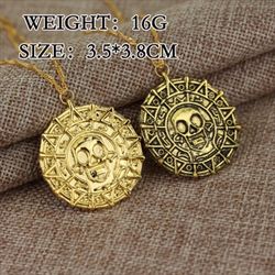pirates of the caribbean necklace jack sparrow aztec skull skull pendant coin medal retro punk jewelry wholesale