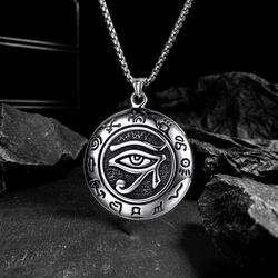 boho punk egyptian eye of ra horus pendant necklace viking stainless steel for women men jewelry wholesale