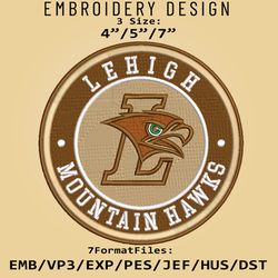 ncaa logo lehigh mountain hawks, embroidery design, embroidery files, ncaa lehigh mountain, machine embroidery pattern