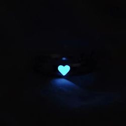 a couple of glowing ring love open ring woman man glowing heart ring blue pink glowing ring girl jewelry gift