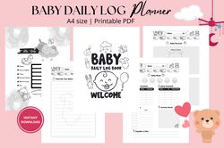 baby log planner – printable baby care log | daily baby organizer | newborn planning kit | baby tracker pdf | a4