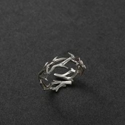 punk irregular thorns couple rings retro hip-hop personality adjustable finger ring for men women lovers jewelry gifts
