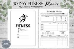 30 day fitness planner – printable fitness & weight loss planner | progress tracker | daily workout planner printable