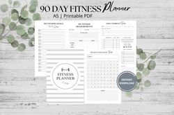 90 day fitness planner – printable 90 day goal tracker | wellness planner | health and meal organizer pdf | weight loss