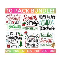 teacher christmas colored svg bundle, christmas svg, school christmas svg, teacher life, santa svg, funny christmas shir