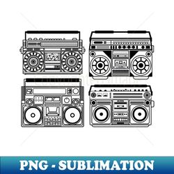 four classic boomboxes - png transparent sublimation design - perfect for sublimation art