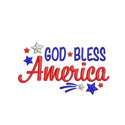 god bless america embroidery design, patriotic embroidery file, 4 sizes, instant download