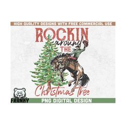 rockin around the christmas tree png | sublimation design | instant download | country christmas png | retro christmas s