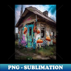 abandoned mushroom painted house - aesthetic sublimation digital file - stunning sublimation graphics