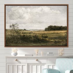 framed canvas oil painting landscape wall art, nature framed large gallery art, green art, vintage art, minimalist art,