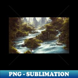 drawing mountain river landscape - retro png sublimation digital download - perfect for sublimation art