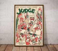 1930 judge magazine christmas poster! - up to 24x36 - winter - santa claus - workshop - vintage - antique - decorations