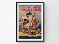 1959 merry christmas science fiction poster! (up to 24 x 36) - nativity - decoration - odd - alien