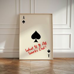 ace of spades print, playing card poster, trendy retro art, bar decor, kitchen print gift, kitchen aesthetic decor, mode