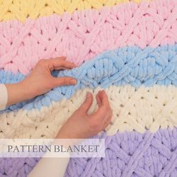 loop yarn blanket pattern, alize puffy blanket pattern, finger knit blanket pattern, do it yourself, new rhomb pattern