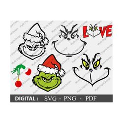 grinch face svg, grinch hand, grinch svg bundle, grinch ornament, grinch smile, green character svg, christmas , cut fil