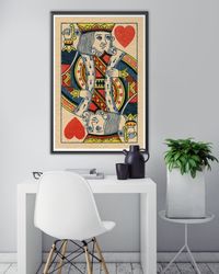 1870 king of hearts playing card poster! (up to 24 x 36) - casino - game - art - poker - vegas - vintage - antique - man