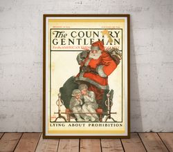 1923 santa christmas poster! (up to 24 x 36) - country gentleman - vintage - holiday - decoration - prohibition