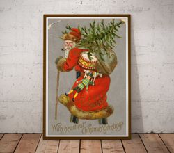 1938 santa claus christmas poster! - up to 24x36 - decoration - vintage - antique - art - decor - seasonal - holidays