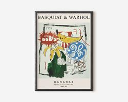 basquiat & warhol wall art print, pop art exhibition print, trendy poster, famous gallery wall art decor for living room