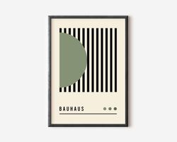 bauhaus poster print, beige exhibition poster, mid century modern art decor, sage green abstract vintage minimalist retr