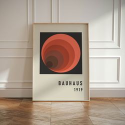 bauhaus poster print, beige exhibition poster, mid century modern art decor, yellow abstract vintage minimalist retro wa