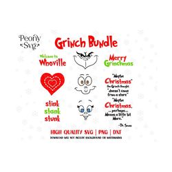 grinch svg, png, dxf, grinch bundle svg, layered gring bundle svg, cindy lou who, maxface svg, grinch png, the grinch ou