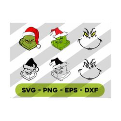 grinch face svg, png, cricut, grinch svg, christmas svg, grinch face cut file