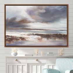 winter seascape with gray clouds nature, modern art, canvas art print, frame large wall art, gift, wall decor