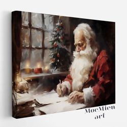 letter from santa canvas, poster vintage christmas wall art christmas canvas poster oil painting cottagecore decor winte