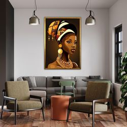 african woman canvas print, black woman artwork, wall decor, african art, modern canvas painting