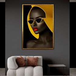 american woman canvas print, fashion girl artwork, afro american portrait, wall art decor, ethnic home decor