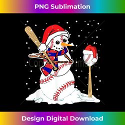 baseball christmas snowman playing baseball - classic sublimation png file - customize with flair