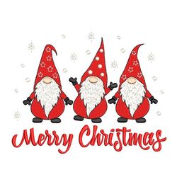 christmas gnomes embroidery design, merry christmas embroidery file, 6 sizes, instant download